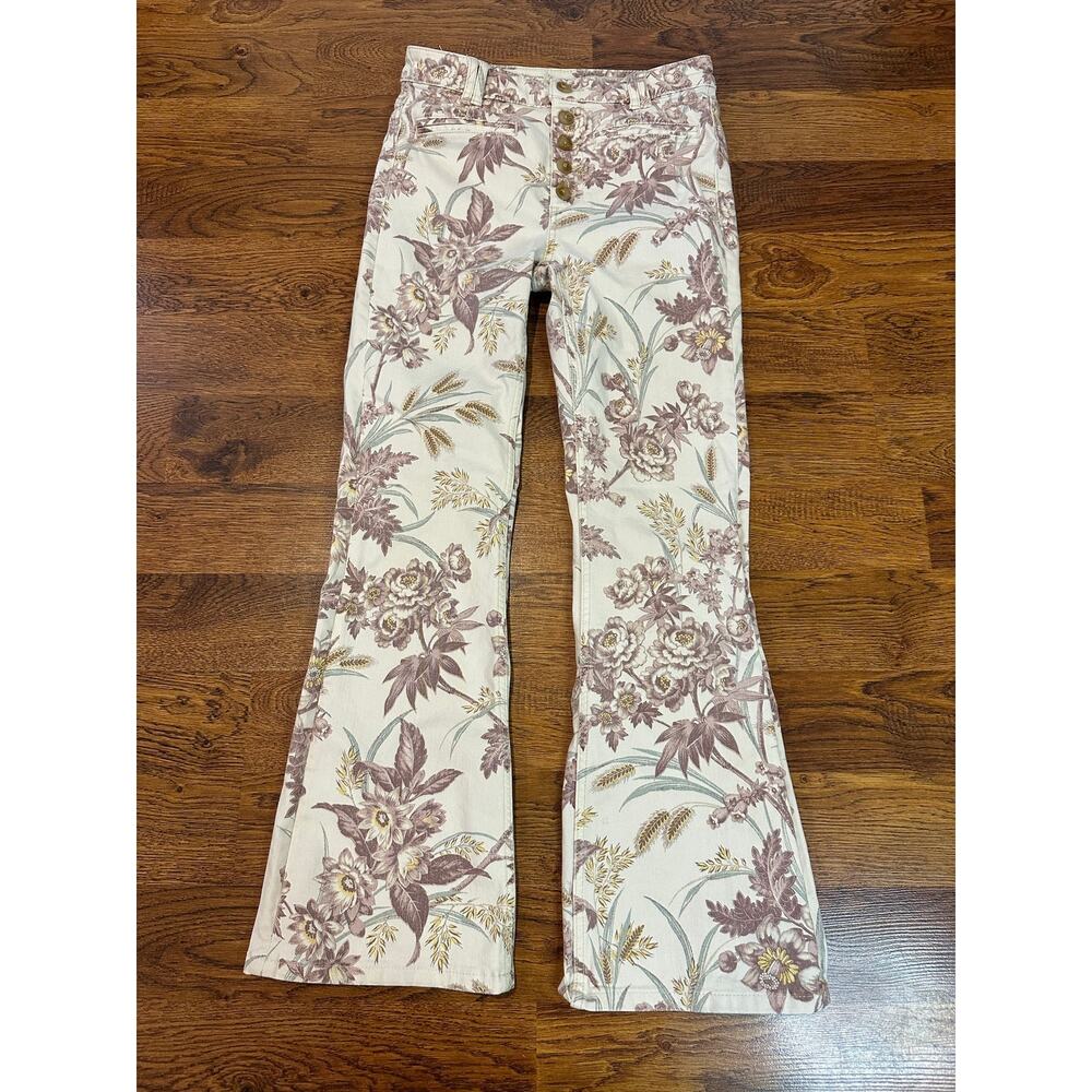 Pilcro Anthropologie High Rise Trouser Boot Cut Jeans Women's 27 Romantic Floral